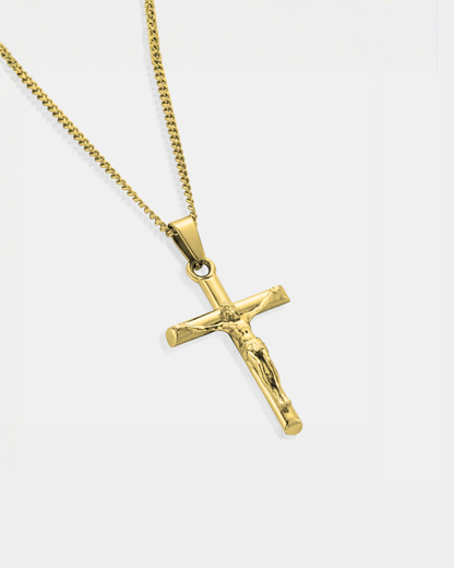 Men’s Crucifix Pendant Rope Necklace, Gold-Tone Steel