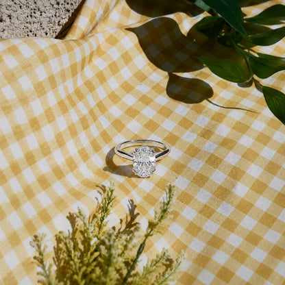 Oval Zircon Solitaire Ring, Stainless Steel