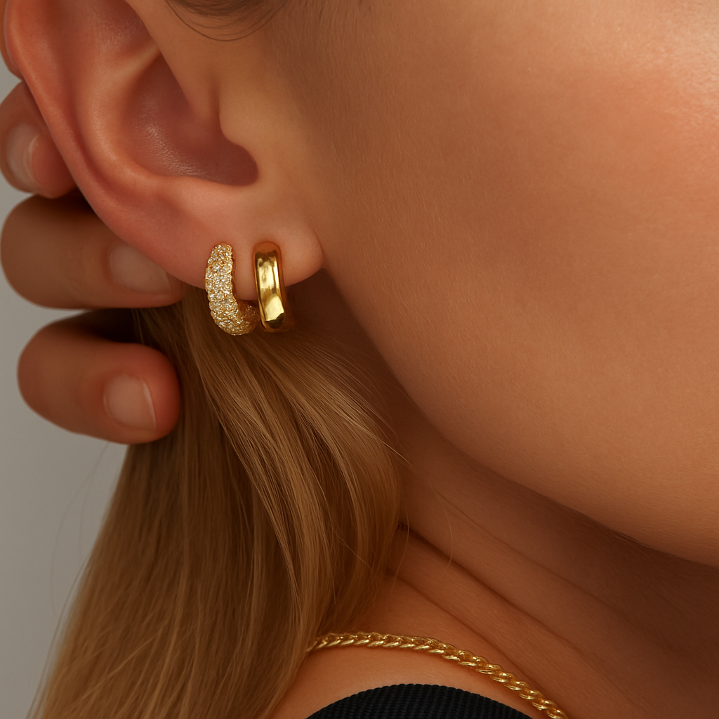 Multirow Pave Huggie Earrings — Amy