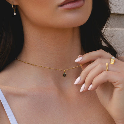 Oval Black Cubic Zirconia Pendant Necklace