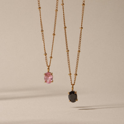 Oval Black Cubic Zirconia Pendant Necklace