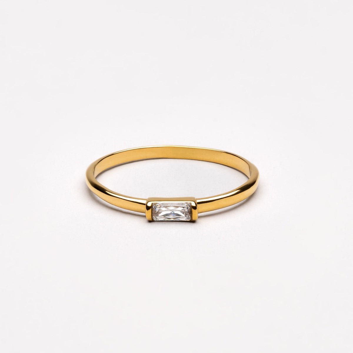 Horizontal Zircon Solitaire Ring, Steel