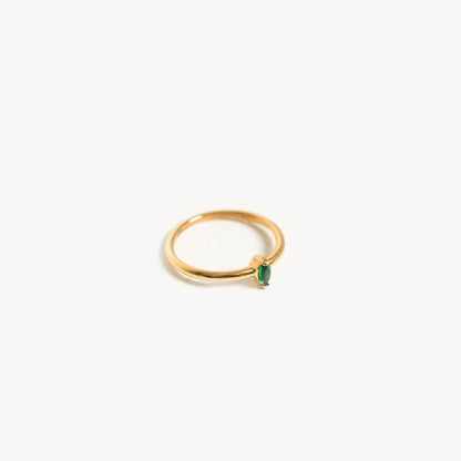 Green Marquise Stone Solitaire Ring, Steel
