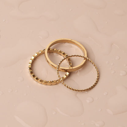 Three Textured Stacking Rings Set — Daily