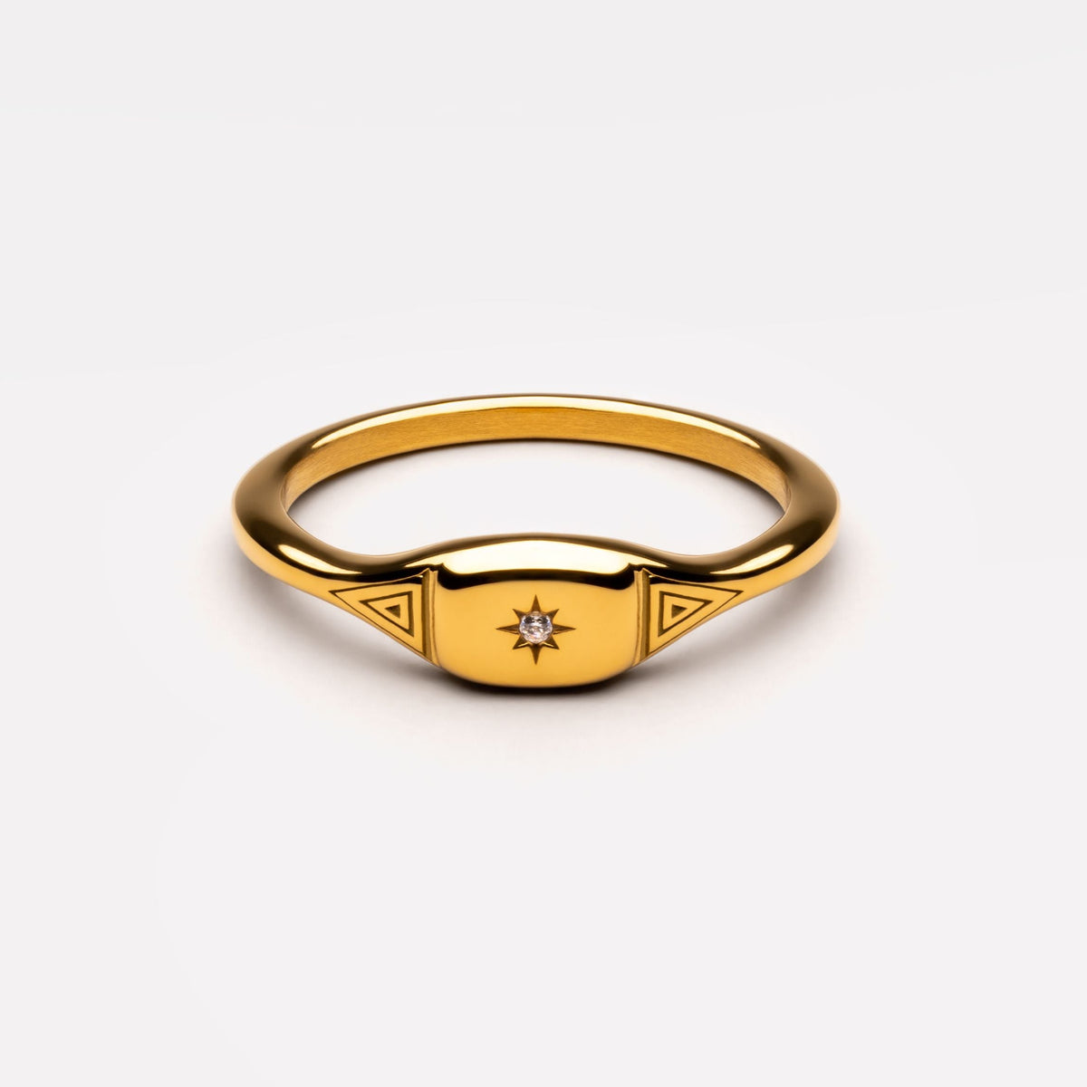 Starburst White Stone Signet Ring — Starlight