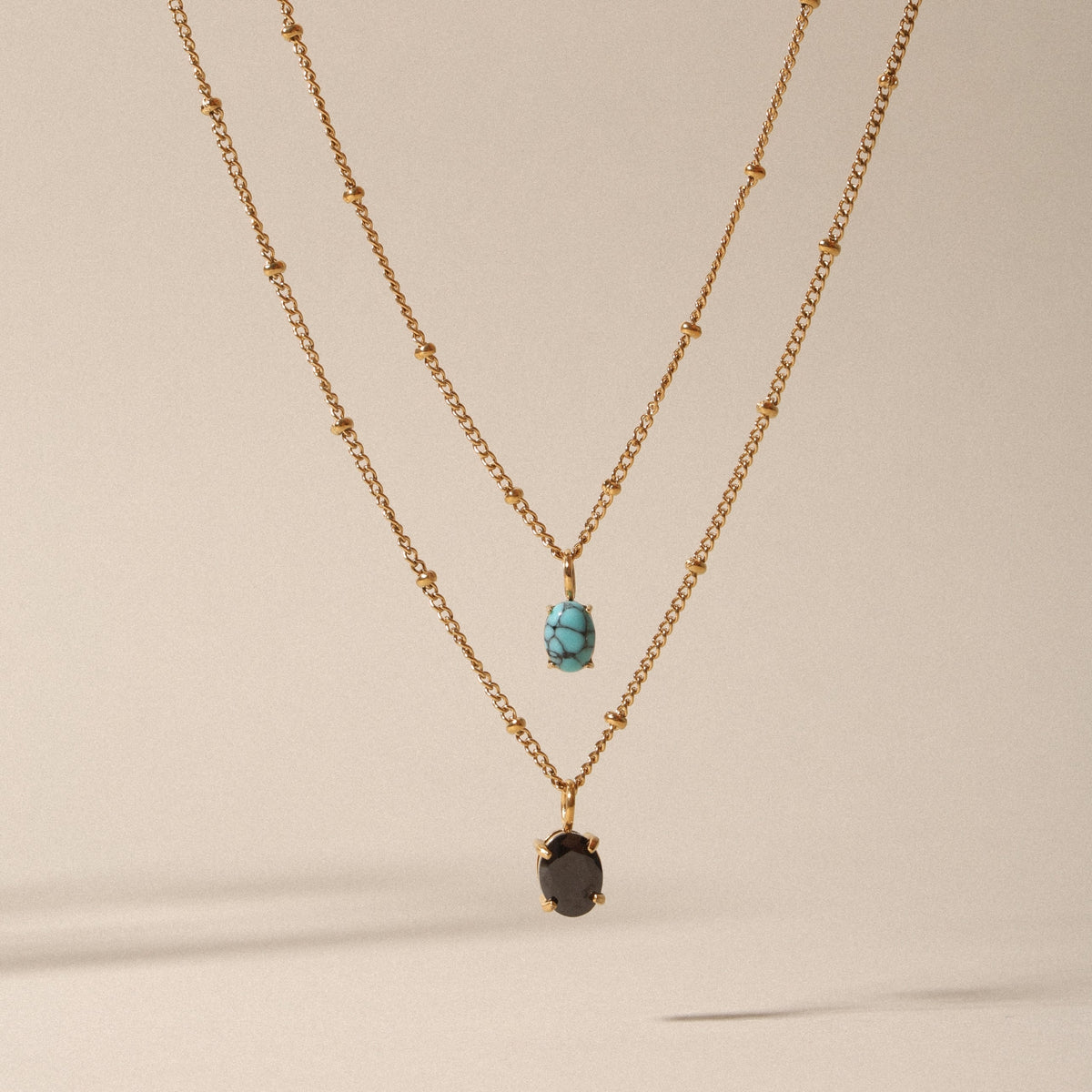 Oval Turquoise Pendant Necklace, 5 × 7 mm