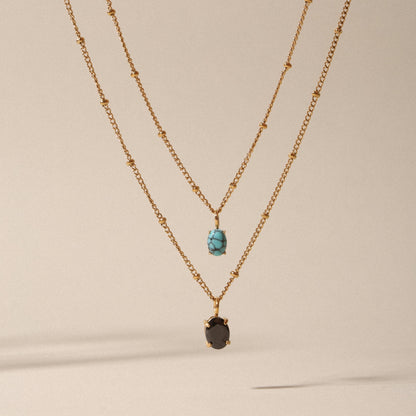 Oval Turquoise Pendant Necklace, 5 × 7 mm