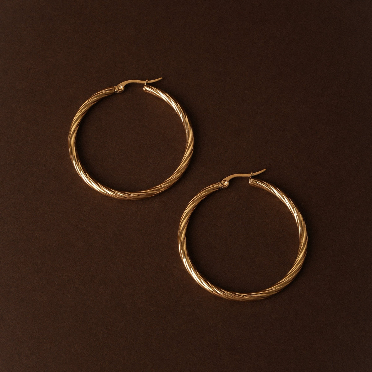 Large Twisted Hoop Earrings, 40 mm