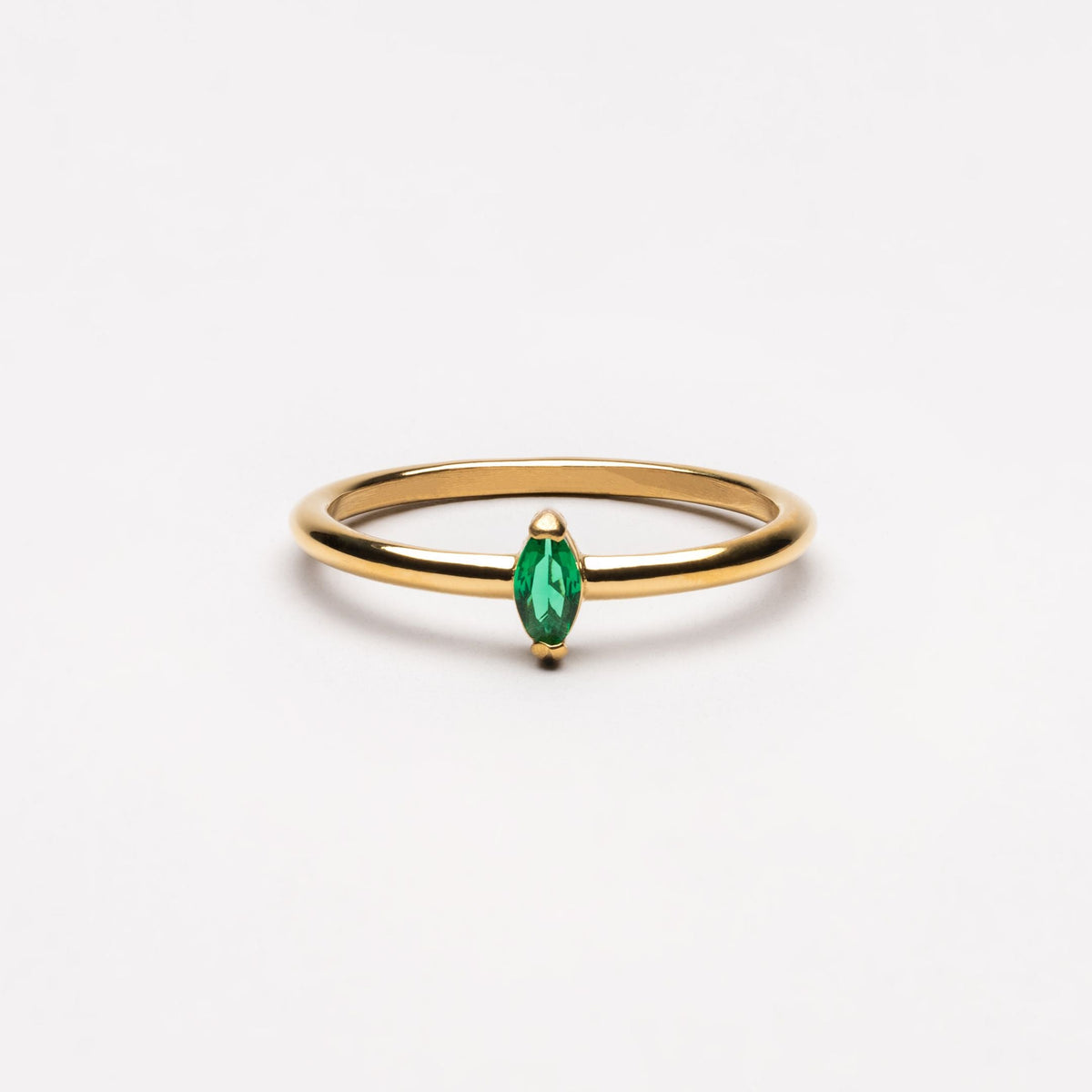 Green Marquise Stone Solitaire Ring, Steel