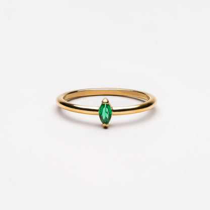 Green Marquise Stone Solitaire Ring, Steel