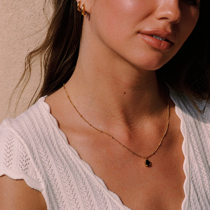 Oval Black Cubic Zirconia Pendant Necklace