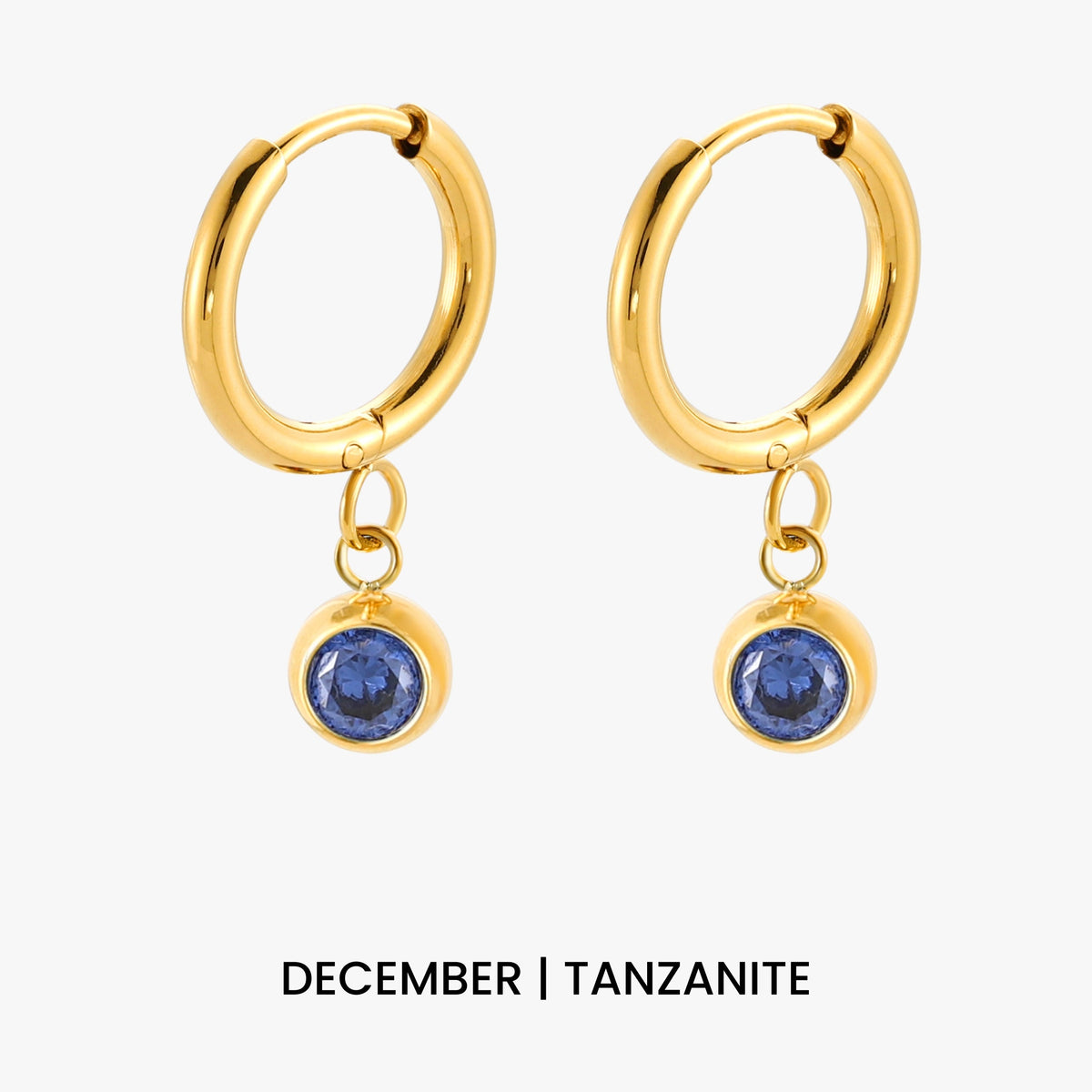 Birthstone Color CZ Charm Hoop Earrings
