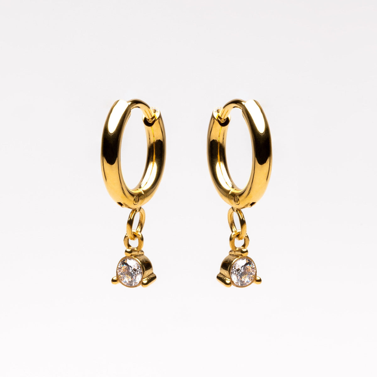 Zircon Drop Hoop Earrings, 8 mm