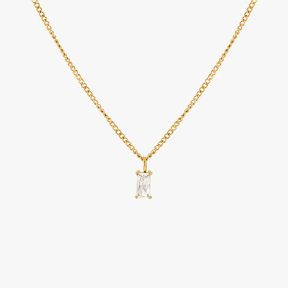 Clear Rectangular Pendant Necklace, 45 cm — Glow