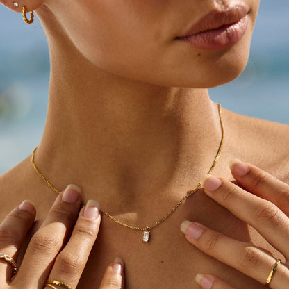 Clear Rectangular Pendant Necklace, 45 cm — Glow