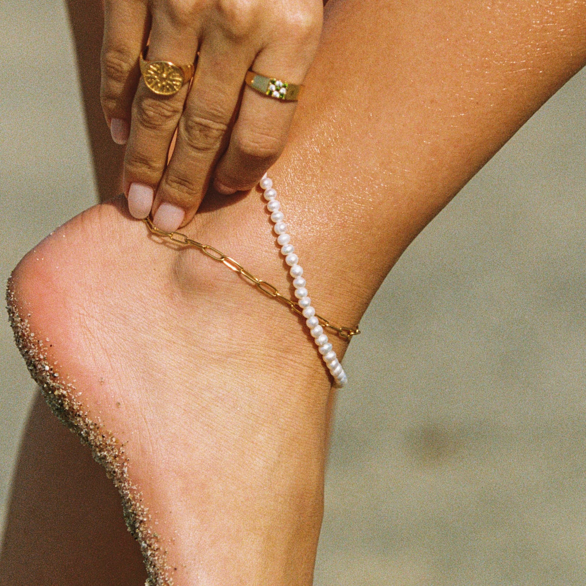 Freshwater Pearl Double-Wrap Anklet — La Plage