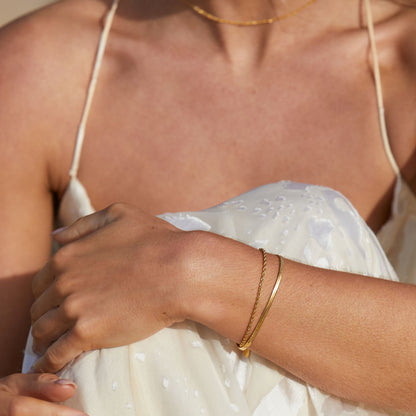 Herringbone and Rope Layered Bracelet — Ios