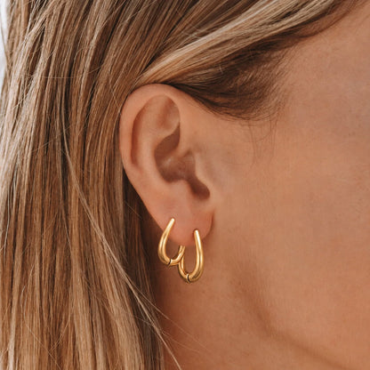 Teardrop Hoop Earrings, 17.5 mm, Steel