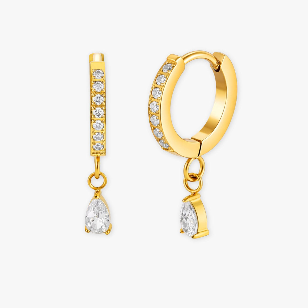 Zircon Teardrop Huggie Earrings — Spark