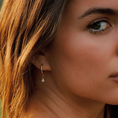 Zircon Teardrop Huggie Earrings — Spark