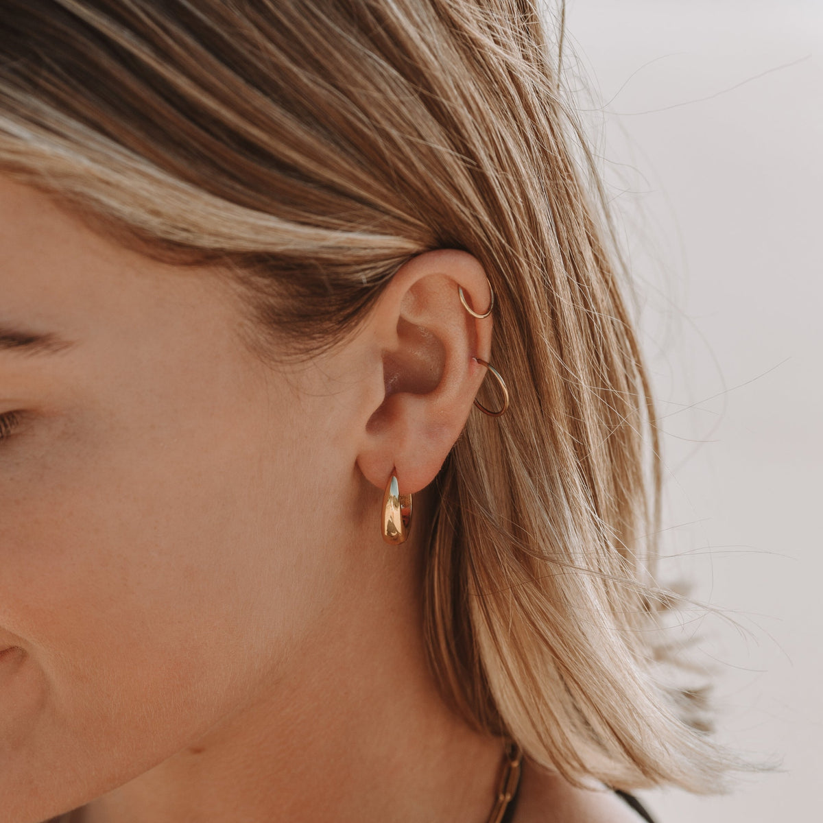 Teardrop Hoop Earrings, 17.5 mm, Steel