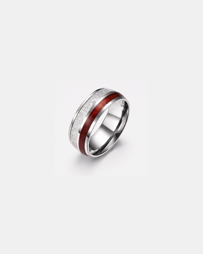 Men’s 8 mm Tungsten Carbide Band Ring with Acacia Wood Inlay