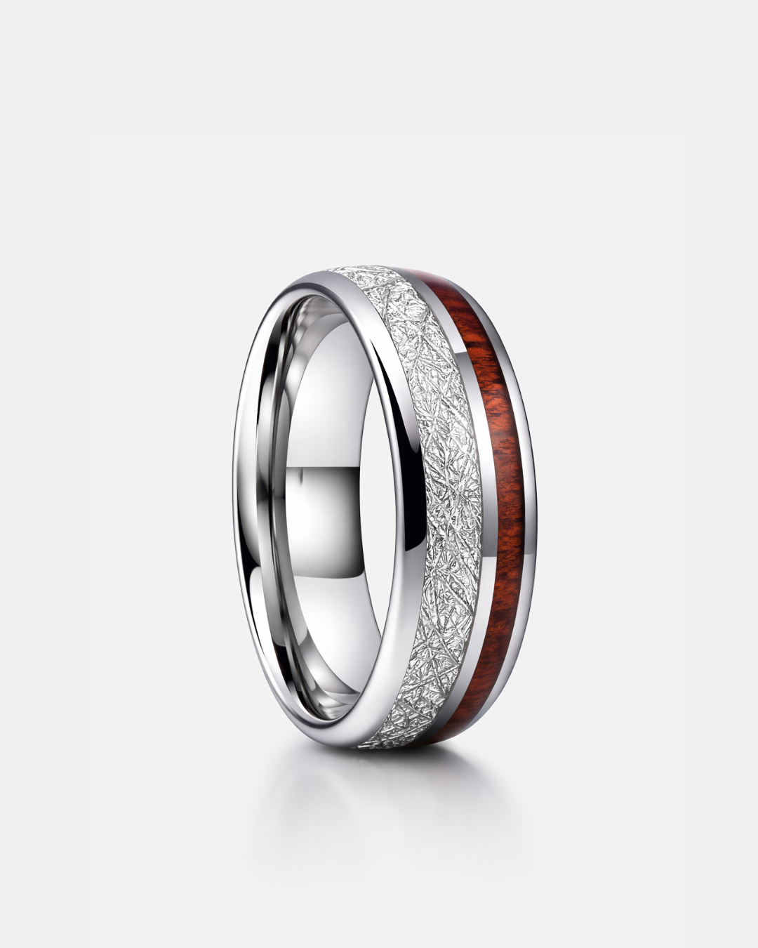 Men’s 8 mm Tungsten Carbide Band Ring with Acacia Wood Inlay
