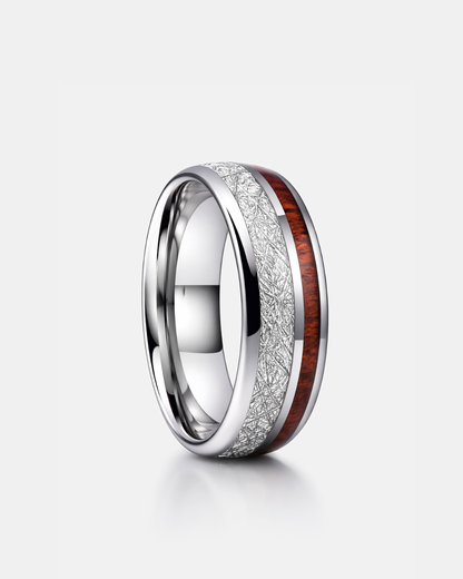 Men’s 8 mm Tungsten Carbide Band Ring with Acacia Wood Inlay