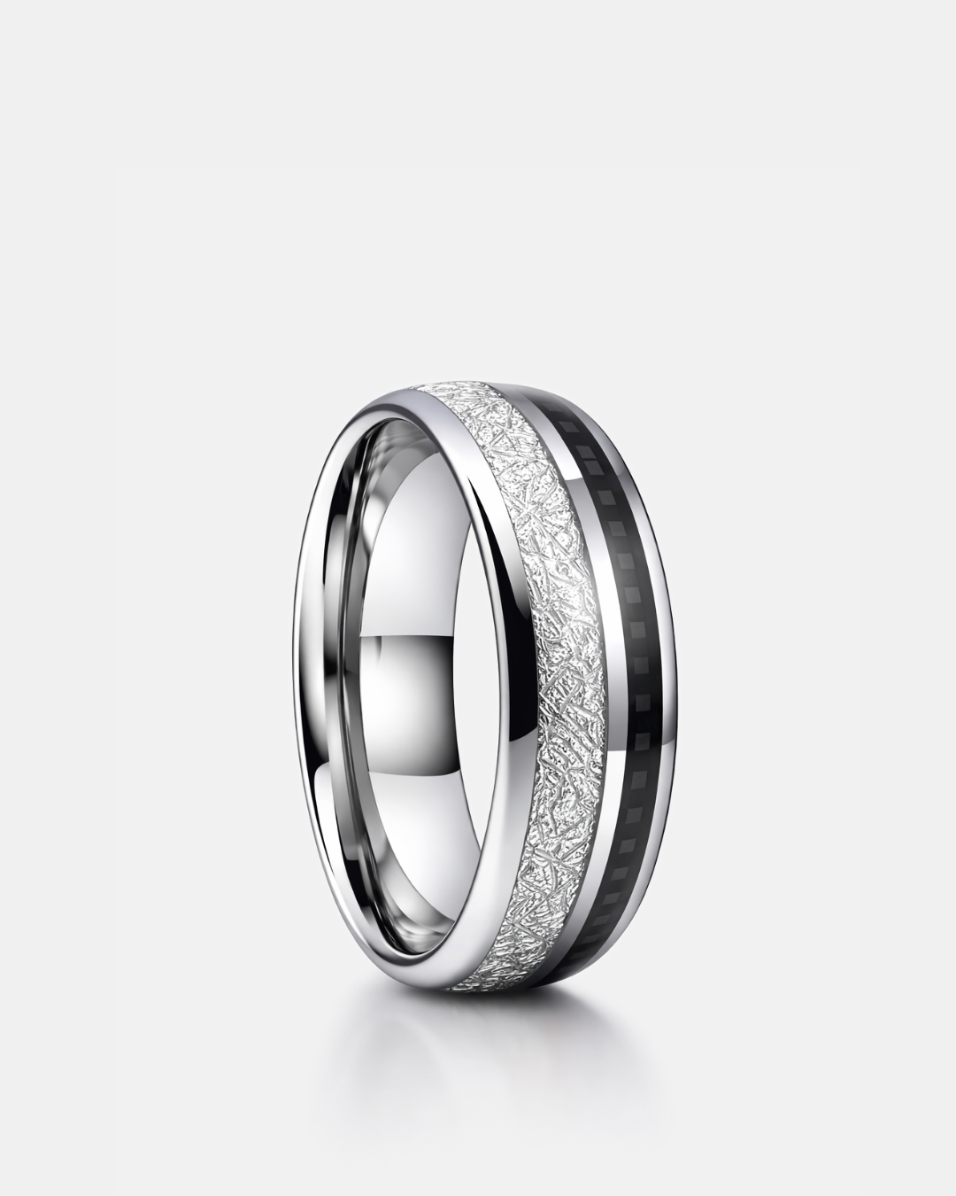 Men’s 8 mm Tungsten Carbide Band Ring with Black Carbon Fiber Inlay