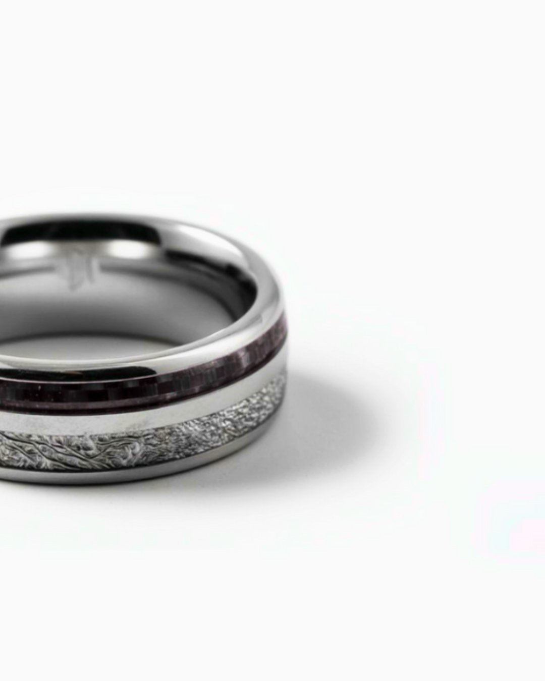 Men’s 8 mm Tungsten Carbide Band Ring with Black Carbon Fiber Inlay