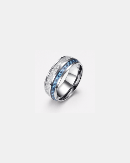 Men’s Blue Carbon Inlay Tungsten Carbide Band Ring, 8 mm