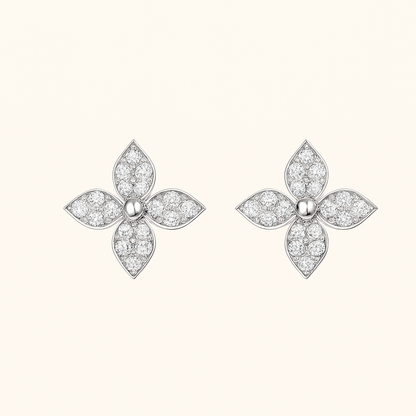 Four-Petal Crystal Stud Earrings — Nicole
