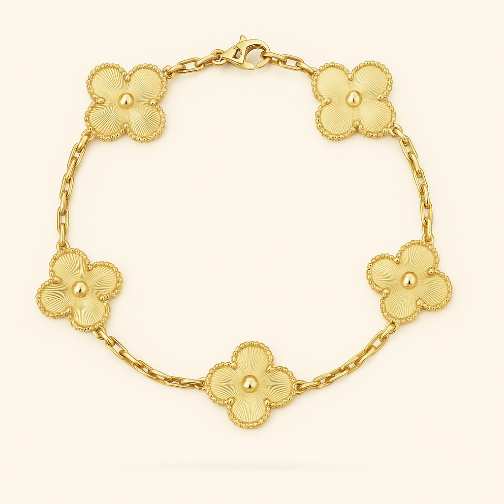 Gold-Tone Clover Necklace Bracelet Earrings Set