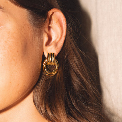 Sculptural Double Oval Drop Earrings — Louvres