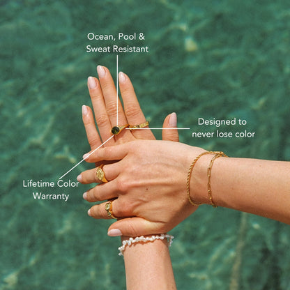 Green Zircon Ring, Gold PVD Stainless Steel — Ivy
