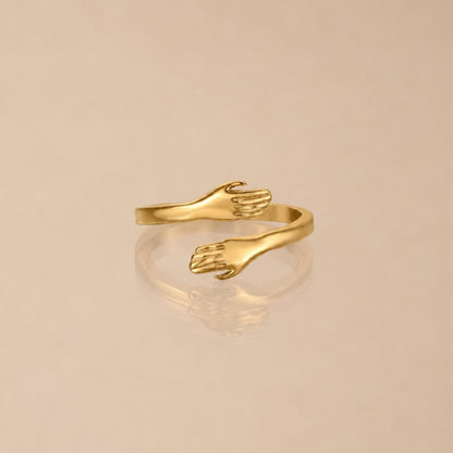 Adjustable Hug Hands Ring, Steel — Embrace