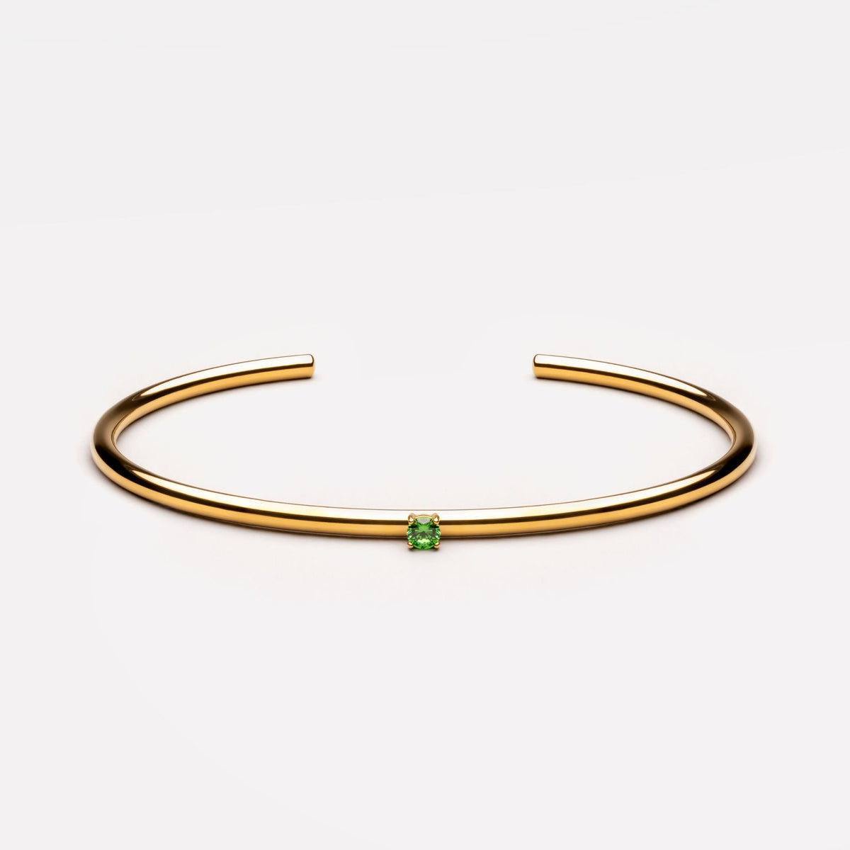 Green Zircon Open Cuff Bracelet, Steel