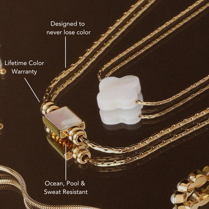 Mother-of-Pearl Pendant Necklace, Stainless Steel — Lune