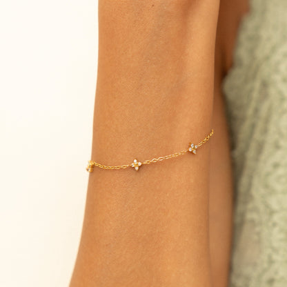 Quatrefoil Zircon Station Bracelet, Steel