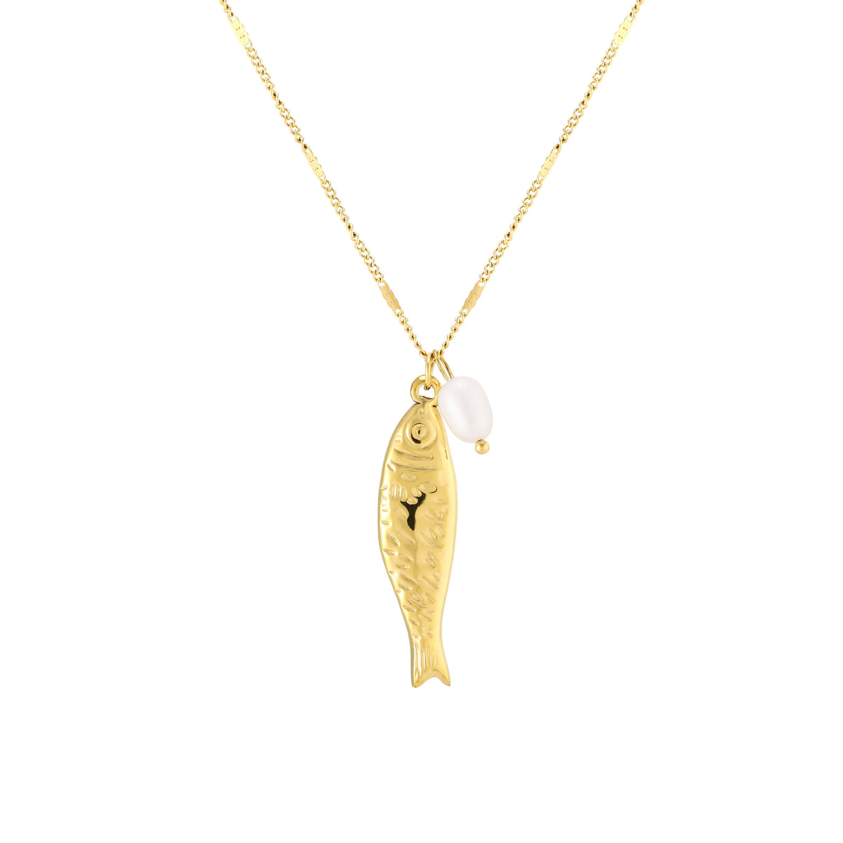 Fish and Freshwater Pearl Pendant Necklace