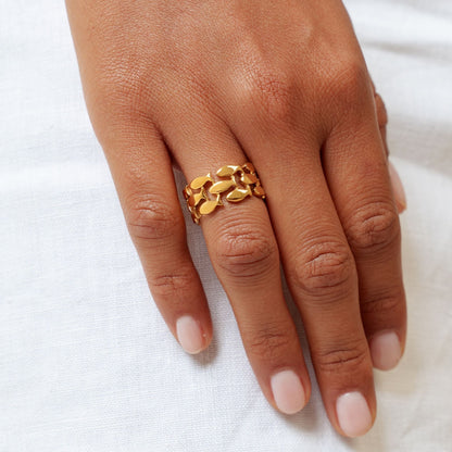 Openwork Fish Band Ring, 10 mm, Steel