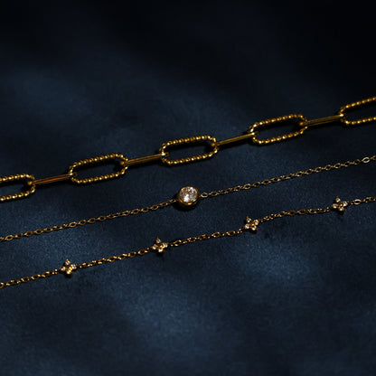 Quatrefoil Zircon Station Bracelet, Steel