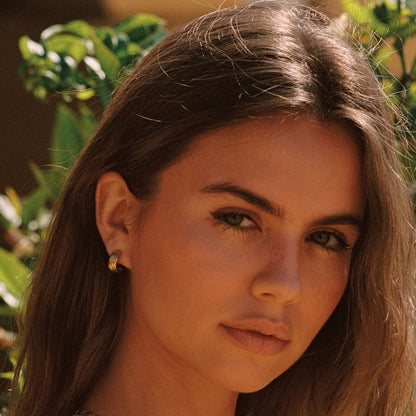 Engraved Floral Half-Hoop Stud Earrings — Bloom