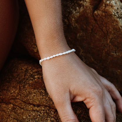 Freshwater Pearl Bracelet, 16–20 cm, Steel