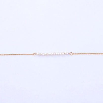 Mini Pearl Chain Bracelet, 15–18 cm, Gold PVD Steel