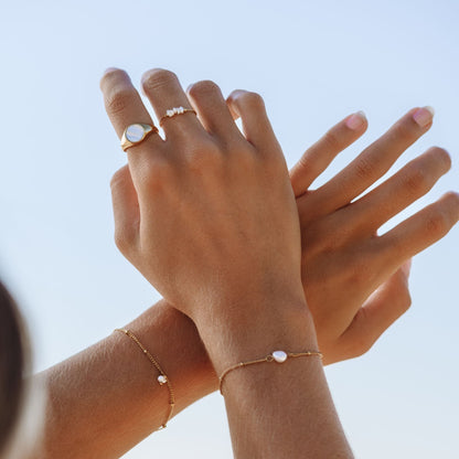 Five Freshwater Pearl Ring, Steel