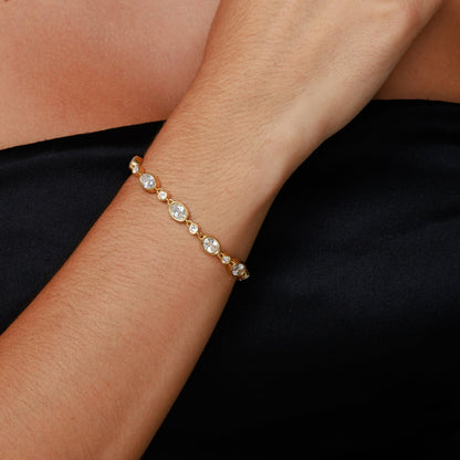 Bezel Set Zircon Station Bracelet — Aura