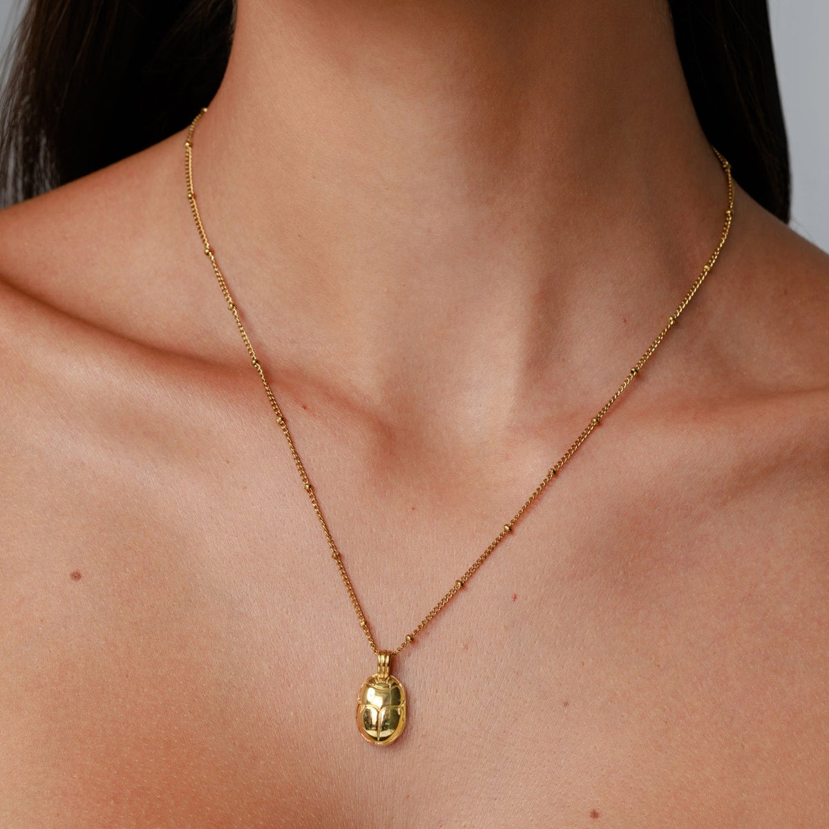 Scarab Pendant Necklace, 22 mm, Steel