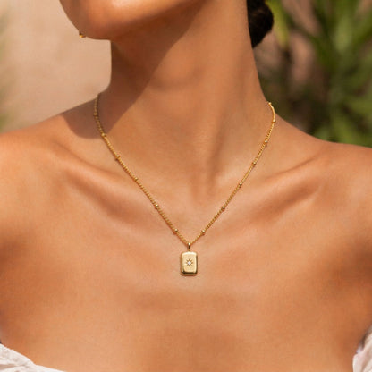 Star-Set Zirconia Tag Necklace — Starlight
