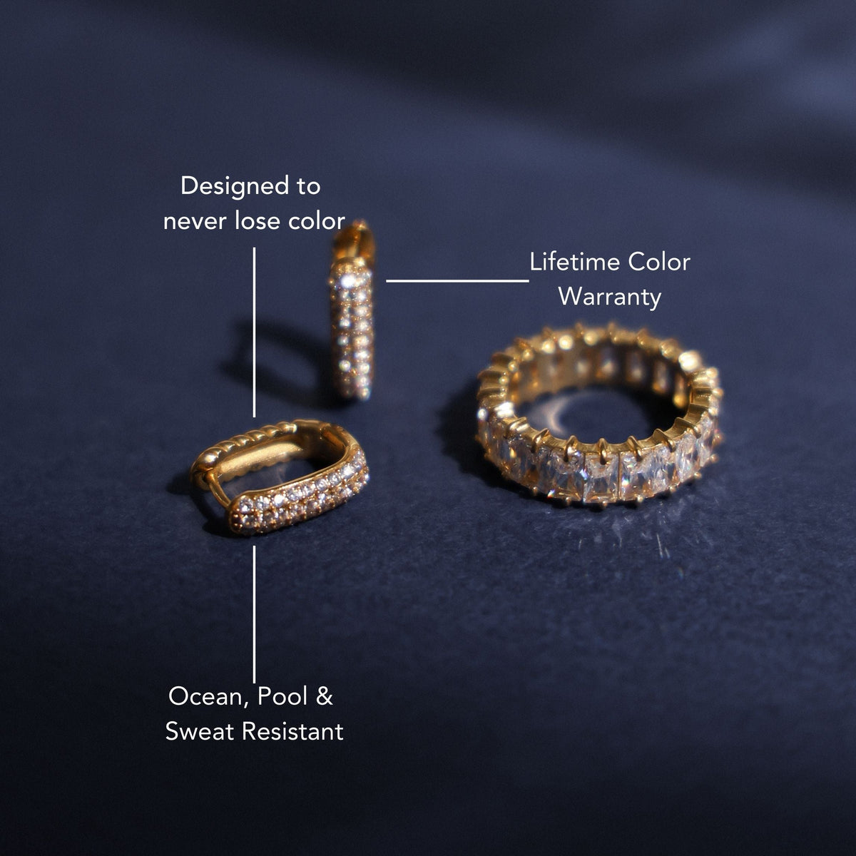 Clear Zircon Oval Huggie Earrings — Glacier